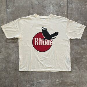 Rhude Cream and Red Short Sleeve Tee